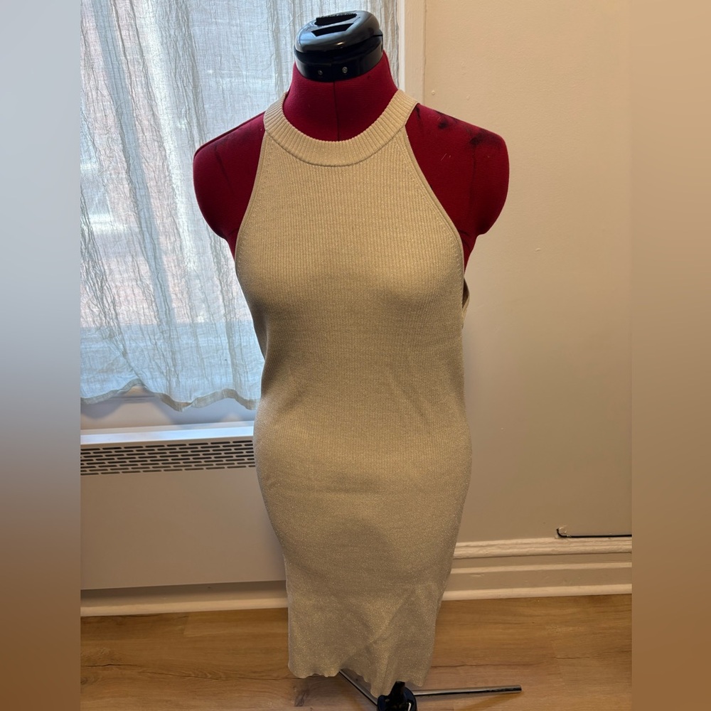 SAMSOE Sparkly Cream Knit Dress